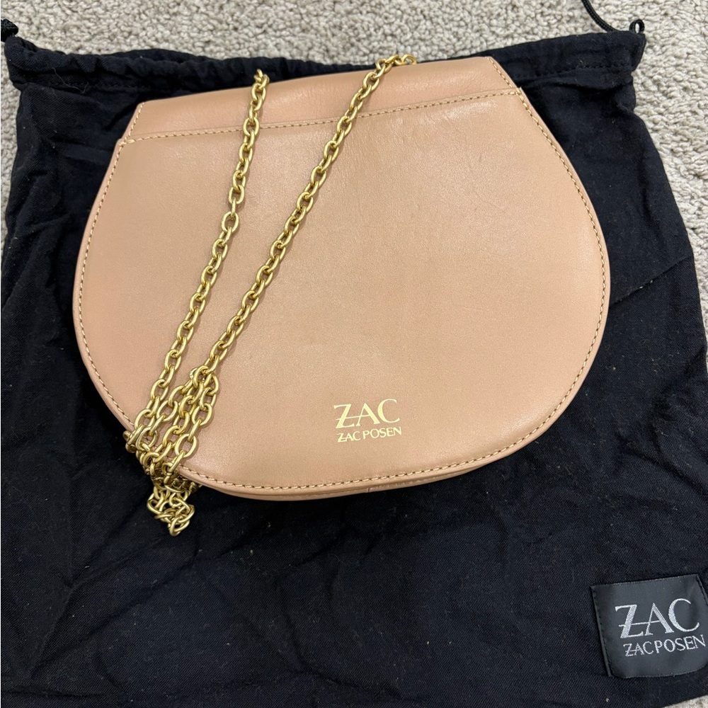 ZAC Zac Posen Beige Crossbody Bag with Gold Chain